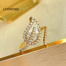 Load image into Gallery viewer, LUOWEND 18K Yellow Gold Fine Jewelry Real Natural Diamond Ring for Women