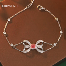 Load image into Gallery viewer, LUOWEND 18K White Gold Real Natural Pink Diamond Bracelet for Women