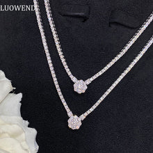 Load image into Gallery viewer, LUOWEND 18K White Gold Real Natural Diamond Necklace for Women