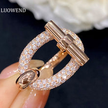 Load image into Gallery viewer, LUOWEND 18K Gold Real Natural Diamond Ring for Women