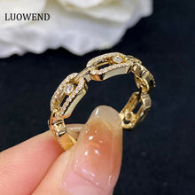 Load image into Gallery viewer, LUOWEND 18K Yellow or Rose Gold Real Natural Diamond Ring for Women