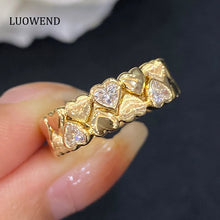 Load image into Gallery viewer, LUOWEND 18K Yellow Gold Real Natural Diamond Ring for Women