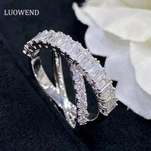 Load image into Gallery viewer, LUOWEND 18K White Gold Real Natural Diamond Ring for Women