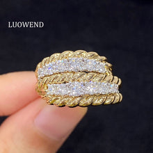 Load image into Gallery viewer, LUOWEND 18K Yellow Gold Natural Diamond Ring for Women