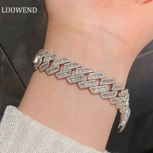 Load image into Gallery viewer, LUOWEND 18K White Gold Real Natural Diamond Bracelet for Women