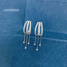 Load image into Gallery viewer, LUOWEND 18K White Gold Natural Diamond Earrings for Women