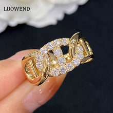 Load image into Gallery viewer, LUOWEND 18K Yellow Gold Real Natural Diamond Ring for Women
