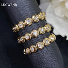 Load image into Gallery viewer, LUOWEND 18K Yellow Gold Real Natural Diamond Ring for Women