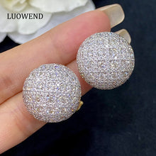Load image into Gallery viewer, LUOWEND 18K Yellow Gold Real Natural Diamond Hoop Earrings for Women