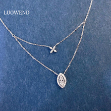 Load image into Gallery viewer, LUOWEND 18K White Gold Natural Diamond Necklace for Women