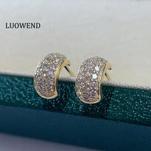 Load image into Gallery viewer, LUOWEND 18K White or Yellow Gold Real Natural Diamond Earrings for Women