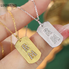 Load image into Gallery viewer, LUOWEND 18K White or Yellow Gold Real Natural Diamond Pendant Necklace for Women