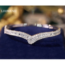 Load image into Gallery viewer, LUOWEND 18K White Gold Real Natural Diamond Bangle for Women