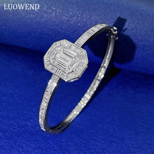 Load image into Gallery viewer, LUOWEND 18K White Gold Real Natural Diamond Bracelet for Women