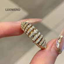 Load image into Gallery viewer, LUOWEND 18K Yellow Gold Natural Diamond&Ruby Ring for Women