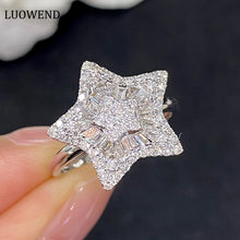 Load image into Gallery viewer, LUOWEND 18K White Gold Real Natural Diamond Ring for Women