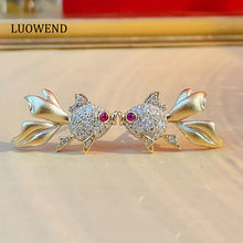 Load image into Gallery viewer, LUOWEND 18K Yellow Gold Natural Diamond Earrings for Women