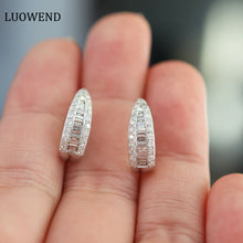 Load image into Gallery viewer, LUOWEND 18K White Gold Real Natural Diamond Stud Earrings for Women
