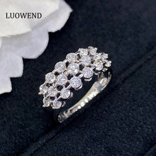 Load image into Gallery viewer, LUOWEND 18K White Gold Real Natural Diamond Ring for Women