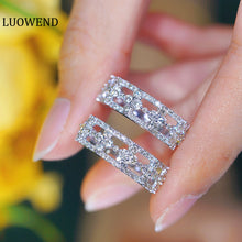 Load image into Gallery viewer, LUOWEND 18K White Gold Real Natural Diamond Ring for Women