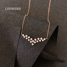 Load image into Gallery viewer, LUOWEND 18K White or Rose Gold Natural Diamond Necklace for Women