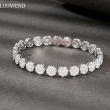 Load image into Gallery viewer, LUOWEND 18K White Gold Real Natural Diamond Bracelet for Women