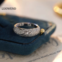 Load image into Gallery viewer, LUOWEND 18K White Gold Real Natural Diamond Ring for Women