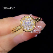 Load image into Gallery viewer, LUOWEND 18K Yellow Gold Real Natural Diamond Ring for Women