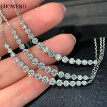 Load image into Gallery viewer, LUOWEND 18K White Gold Real Natural Diamond Pendant Necklace for Women
