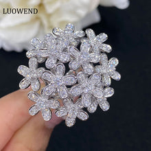 Load image into Gallery viewer, LUOWEND 18K White Gold Real Natural Diamond Ring for Women