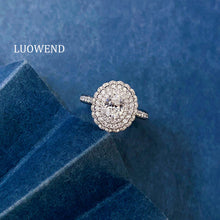 Load image into Gallery viewer, LUOWEND 18K White Gold Ring Natural Diamond Ring for Women