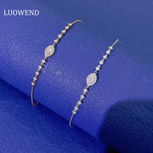 Load image into Gallery viewer, LUOWEND 18K White or Rose Gold Real Natural Diamond Bracelet for Women