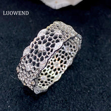 Load image into Gallery viewer, LUOWEND 18K White Gold Real Natural Diamond Ring for Women
