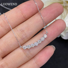 Load image into Gallery viewer, LUOWEND 18K White Gold Real Natural Diamond Pendant Necklace for Women
