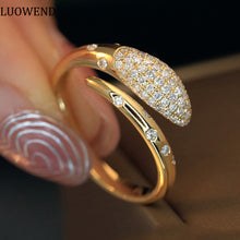 Load image into Gallery viewer, LUOWEND 18K Yellow Gold Real Natural Diamond Ring for Women