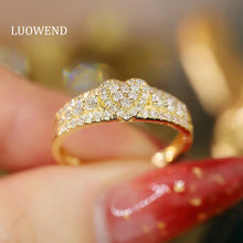 Load image into Gallery viewer, LUOWEND 18K White or Yellow Gold Real Natural Diamond Ring for Women