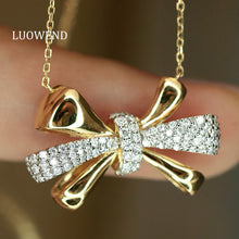Load image into Gallery viewer, LUOWEND 18K White/Yellow Gold Real Natural Diamond Necklace for Women