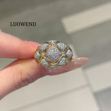 Load image into Gallery viewer, LUOWEND 18K Yellow Gold Natural Diamond Ring for Women