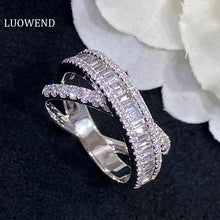 Load image into Gallery viewer, LUOWEND 18K White Gold Real Natural Diamond Ring for Women