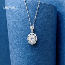 Load image into Gallery viewer, LUOWEND 18K White Gold Natural Diamond Pendant Necklace for Women