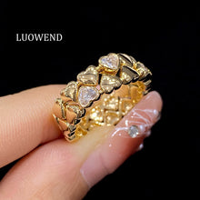 Load image into Gallery viewer, LUOWEND 18K Yellow Gold Natural Diamond Ring for Women