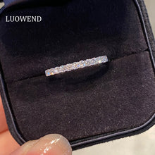 Load image into Gallery viewer, LUOWEND 18K White Gold Real Natural Diamond Ring for Women