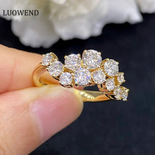 Load image into Gallery viewer, LUOWEND 18K Yellow Gold Real Natural Diamond Ring for Women