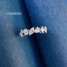 Load image into Gallery viewer, LUOWEND 18K White Gold Natural Diamond Ring for Women