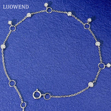 Load image into Gallery viewer, LUOWEND 18K White or Rose Gold Real Natural Diamond Bracelet for Women