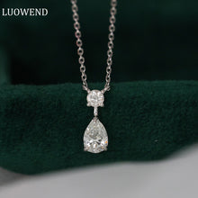 Load image into Gallery viewer, LUOWEND 18K White Gold Real Natural Diamond Pendant Necklace for Women