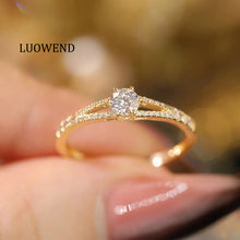 Load image into Gallery viewer, LUOWEND 18K Yellow Gold Real Natural Diamond Ring for Women