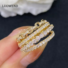 Load image into Gallery viewer, LUOWEND 18K Yellow Gold Real Natural Diamond Ring for Women