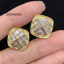 Load image into Gallery viewer, LUOWEND 18K Yellow Gold Natural Diamond Stud Earrings for Women