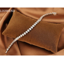 Load image into Gallery viewer, LUOWEND 18K White Gold Real Natural Diamond Bracelet for Women